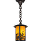 Meyda Lighting Fulton 8" Craftsman Brown Fly Fisherman Pendant Light With Honey Art Shade Glass