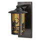 Meyda Lighting Fulton 8" Craftsman Brown Fly Fishing Creek Solid Mount Wall Sconce With Beige Iridescent Shade Glass