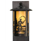 Meyda Lighting Fulton 8" Craftsman Brown Fly Fishing Creek Solid Mount Wall Sconce With Beige Iridescent Shade Glass