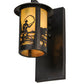 Meyda Lighting Fulton 8" Craftsman Brown Fly Fishing Creek Solid Mount Wall Sconce With Beige Iridescent Shade Glass