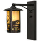 Meyda Lighting Fulton 8" Craftsman Brown Fly Fishing Creek Solid Mount Wall Sconce With Beige Iridescent Shade Glass