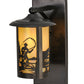 Meyda Lighting Fulton 8" Craftsman Brown Fly Fishing Creek Solid Mount Wall Sconce With Beige Iridescent Shade Glass