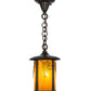 Meyda Lighting Fulton 8" Craftsman Brown Grapes Pendant Light With Honey Amber Art Shade Glass