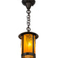 Meyda Lighting Fulton 8" Craftsman Brown Grapes Pendant Light With Honey Amber Art Shade Glass