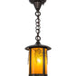 Meyda Lighting Fulton 8" Craftsman Brown Grapes Pendant Light With Honey Amber Art Shade Glass