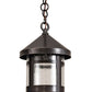 Meyda Lighting Fulton 8" Craftsman Brown Lantern Mini Pendant Light With Clear Seeded Shade Glass
