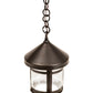 Meyda Lighting Fulton 8" Craftsman Brown Lantern Mini Pendant Light With Clear Seeded Shade Glass