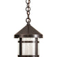 Meyda Lighting Fulton 8" Craftsman Brown Lantern Mini Pendant Light With Clear Seeded Shade Glass