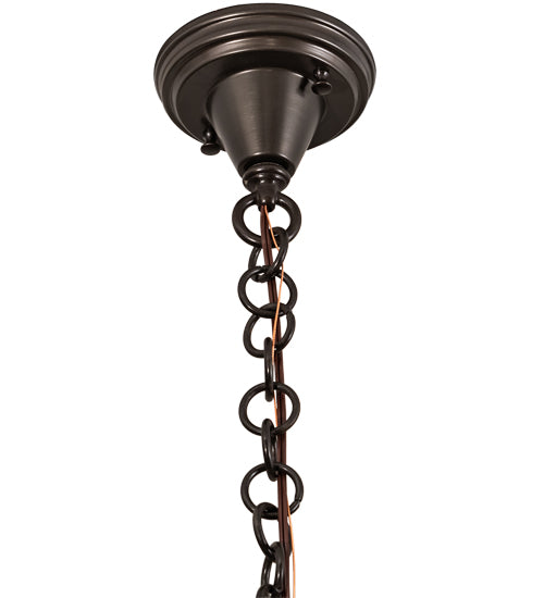 Meyda Lighting Fulton 8" Craftsman Brown Lantern Mini Pendant Light With Clear Seeded Shade Glass