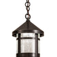 Meyda Lighting Fulton 8" Craftsman Brown Lantern Mini Pendant Light With Clear Seeded Shade Glass