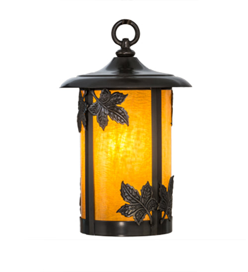 Meyda Lighting Fulton 8" Craftsman Brown Maple Leaf Pendant Light With Honey Art Shade Glass