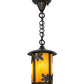 Meyda Lighting Fulton 8" Craftsman Brown Maple Leaf Pendant Light With Honey Art Shade Glass