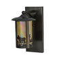 Meyda Lighting Fulton 8" Craftsman Brown Moose Creek Solid Mount Wall Sconce With Beige Iridescent Shade Glass