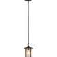 Meyda Lighting Fulton 8" Craftsman Brown Prime Pendant Light With Clear Seeded Shade Glass