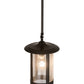 Meyda Lighting Fulton 8" Craftsman Brown Prime Pendant Light With Clear Seeded Shade Glass