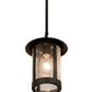 Meyda Lighting Fulton 8" Craftsman Brown Prime Pendant Light With Clear Seeded Shade Glass