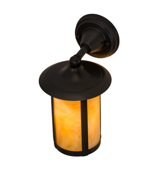 Meyda Lighting Fulton 8" Craftsman Brown Prime Solid Mount Wall Sconce With Beige Iridescent Shade Glass
