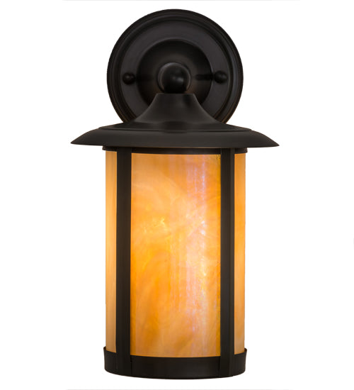 Meyda Lighting Fulton 8" Craftsman Brown Prime Solid Mount Wall Sconce With Beige Iridescent Shade Glass