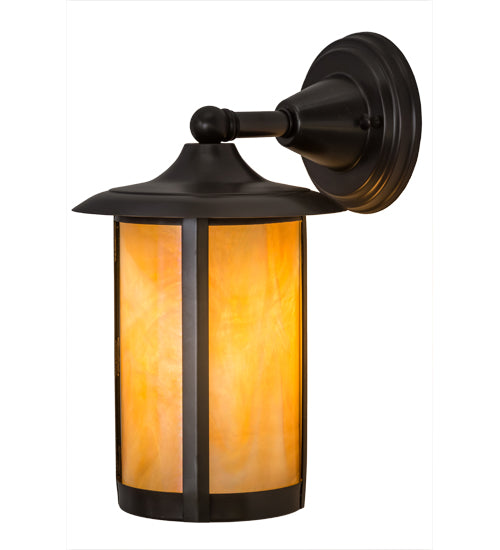 Meyda Lighting Fulton 8" Craftsman Brown Prime Solid Mount Wall Sconce With Beige Iridescent Shade Glass