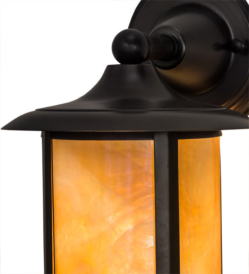 Meyda Lighting Fulton 8" Craftsman Brown Prime Solid Mount Wall Sconce With Beige Iridescent Shade Glass