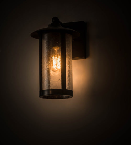 Meyda Lighting Fulton 8" Craftsman Brown Prime Solid Mount Wall Sconce With Clear Seeded Shade Glass