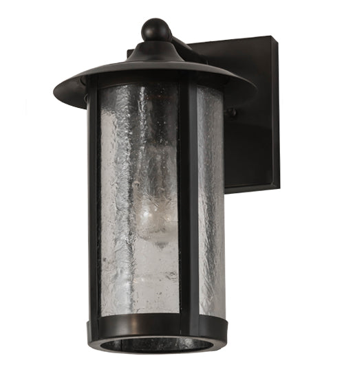 Meyda Lighting Fulton 8" Craftsman Brown Prime Solid Mount Wall Sconce With Clear Seeded Shade Glass
