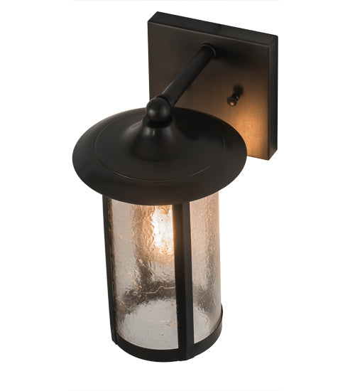 Meyda Lighting Fulton 8" Craftsman Brown Prime Solid Mount Wall Sconce With Clear Seeded Shade Glass