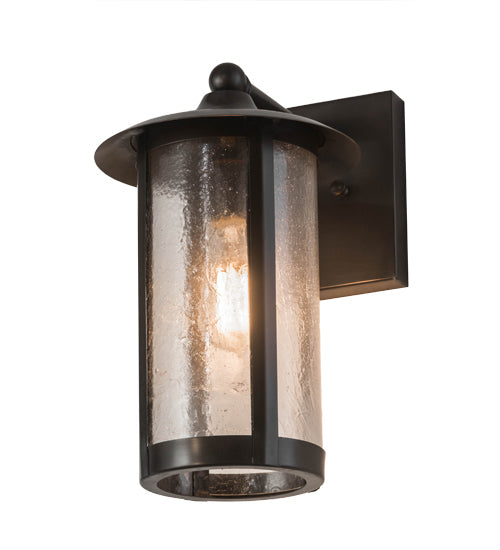 Meyda Lighting Fulton 8" Craftsman Brown Prime Solid Mount Wall Sconce With Clear Seeded Shade Glass
