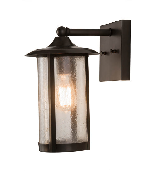 Meyda Lighting Fulton 8" Craftsman Brown Prime Solid Mount Wall Sconce With Clear Seeded Shade Glass