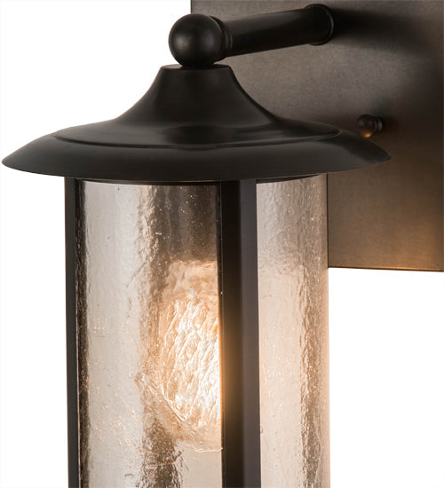 Meyda Lighting Fulton 8" Craftsman Brown Prime Solid Mount Wall Sconce With Clear Seeded Shade Glass