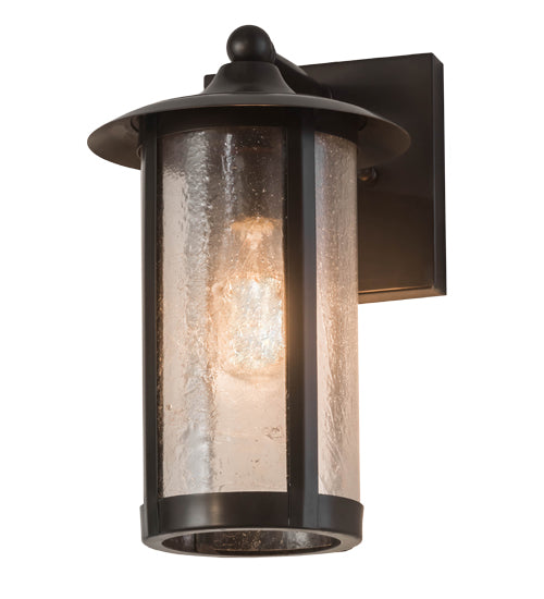 Meyda Lighting Fulton 8" Craftsman Brown Prime Solid Mount Wall Sconce With Clear Seeded Shade Glass