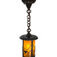 Meyda Lighting Fulton 8" Craftsman Brown Song Bird Mini Pendant Light With Honey Art Shade Glass