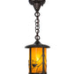 Meyda Lighting Fulton 8" Craftsman Brown Song Bird Mini Pendant Light With Honey Art Shade Glass