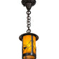 Meyda Lighting Fulton 8" Craftsman Brown Song Bird Mini Pendant Light With Honey Art Shade Glass