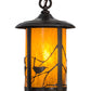 Meyda Lighting Fulton 8" Craftsman Brown Song Bird Mini Pendant Light With Honey Art Shade Glass