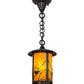 Meyda Lighting Fulton 8" Craftsman Brown Song Bird Mini Pendant Light With Honey Art Shade Glass
