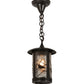 Meyda Lighting Fulton 8" Craftsman Brown Song Bird Pendant Light With Clear Seeded Shade Glass