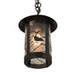 Meyda Lighting Fulton 8" Craftsman Brown Song Bird Pendant Light With Clear Seeded Shade Glass