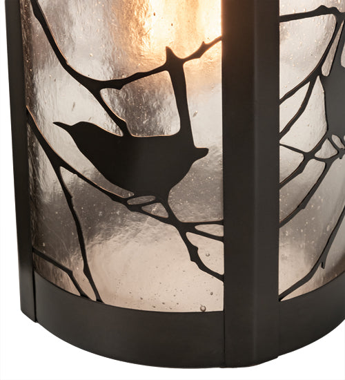 Meyda Lighting Fulton 8" Craftsman Brown Song Bird Pendant Light With Clear Seeded Shade Glass