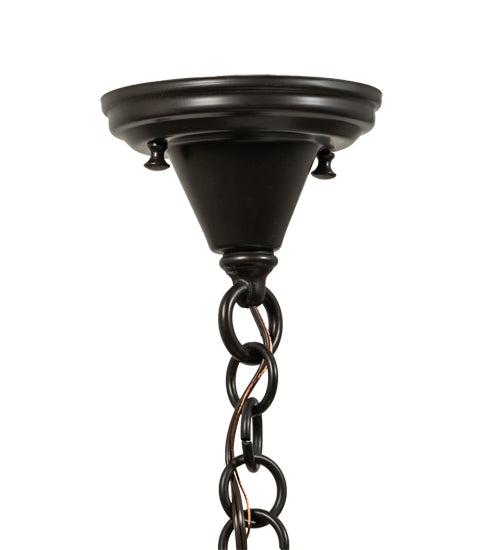 Meyda Lighting Fulton 8" Craftsman Brown Song Bird Pendant Light With Clear Seeded Shade Glass