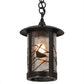 Meyda Lighting Fulton 8" Craftsman Brown Song Bird Pendant Light With Clear Seeded Shade Glass