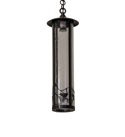 Meyda Lighting Fulton 8" Craftsman Brown Song Bird Pendant Light With Clear Seeded Wissmach Shade Glass
