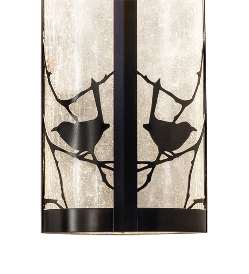 Meyda Lighting Fulton 8" Craftsman Brown Song Bird Pendant Light With Clear Seeded Wissmach Shade Glass