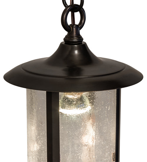 Meyda Lighting Fulton 8" Craftsman Brown Song Bird Pendant Light With Clear Seeded Wissmach Shade Glass