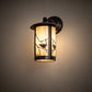 Meyda Lighting Fulton 8" Craftsman Brown Song Bird Solid Mount Wall Sconce With Beige Iridescent Shade Glass