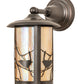 Meyda Lighting Fulton 8" Craftsman Brown Song Bird Solid Mount Wall Sconce With Beige Iridescent Shade Glass