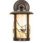 Meyda Lighting Fulton 8" Craftsman Brown Song Bird Solid Mount Wall Sconce With Beige Iridescent Shade Glass