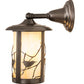 Meyda Lighting Fulton 8" Craftsman Brown Song Bird Solid Mount Wall Sconce With Beige Iridescent Shade Glass