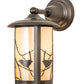 Meyda Lighting Fulton 8" Craftsman Brown Song Bird Solid Mount Wall Sconce With Beige Iridescent Shade Glass