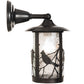 Meyda Lighting Fulton 8" Craftsman Brown Song Bird Solid Mount Wall Sconce With Clear Leaf Shade Glass